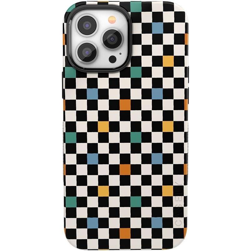 imageCasely iPhone 13 Pro Case  Ride The Wave  Pastel Rainbow Lined  Compatible with MagSafe  Bold Protective DesignOld Skool  Retro Checkerboard