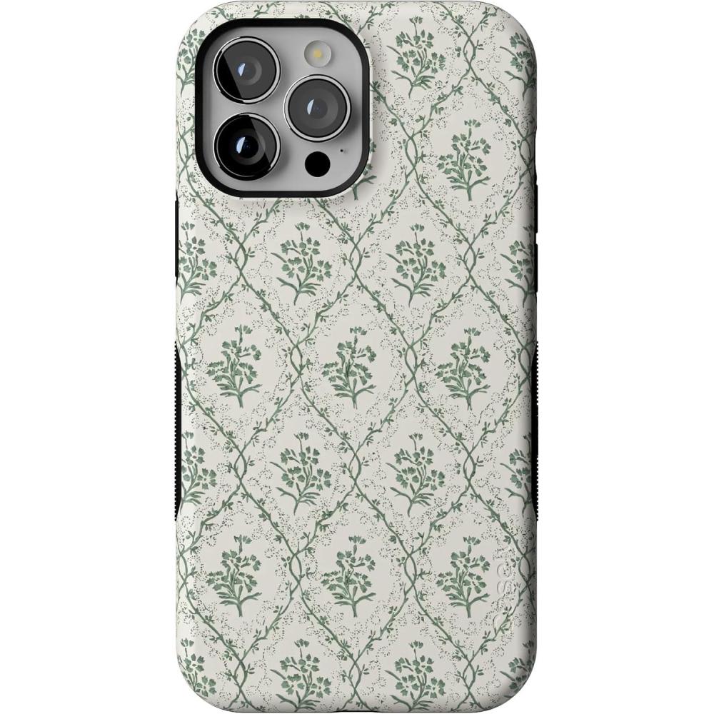 imageCasely iPhone 13 Pro Case  Ride The Wave  Pastel Rainbow Lined  Compatible with MagSafe  Bold Protective DesignSage Tapestry  Floral Vines