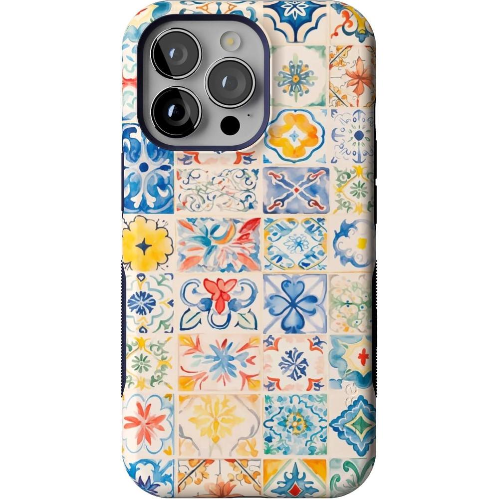 imageCasely iPhone 13 Pro Case  Ride The Wave  Pastel Rainbow Lined  Compatible with MagSafe  Bold Protective DesignTuscan Tiles  Dolce Vita