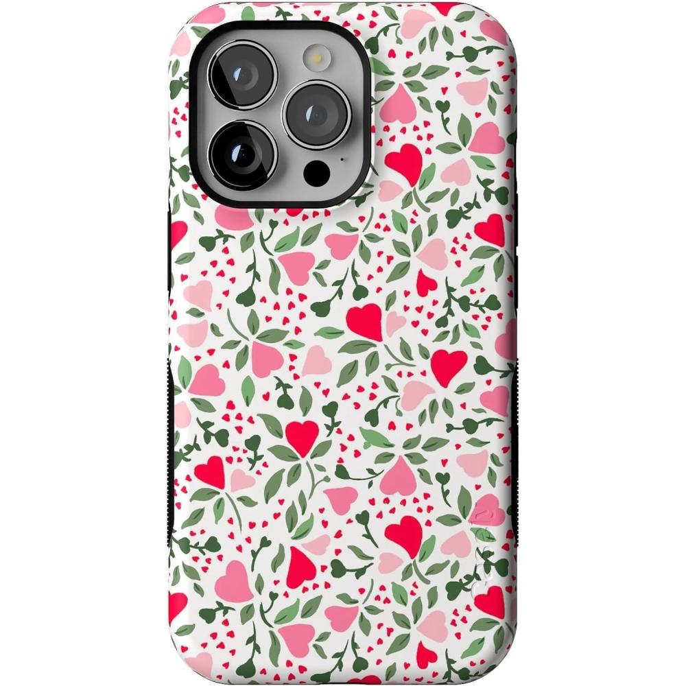 imageCasely iPhone 13 Pro Case  Ride The Wave  Pastel Rainbow Lined  Compatible with MagSafe  Bold Protective DesignVines of Love  Floral Heart