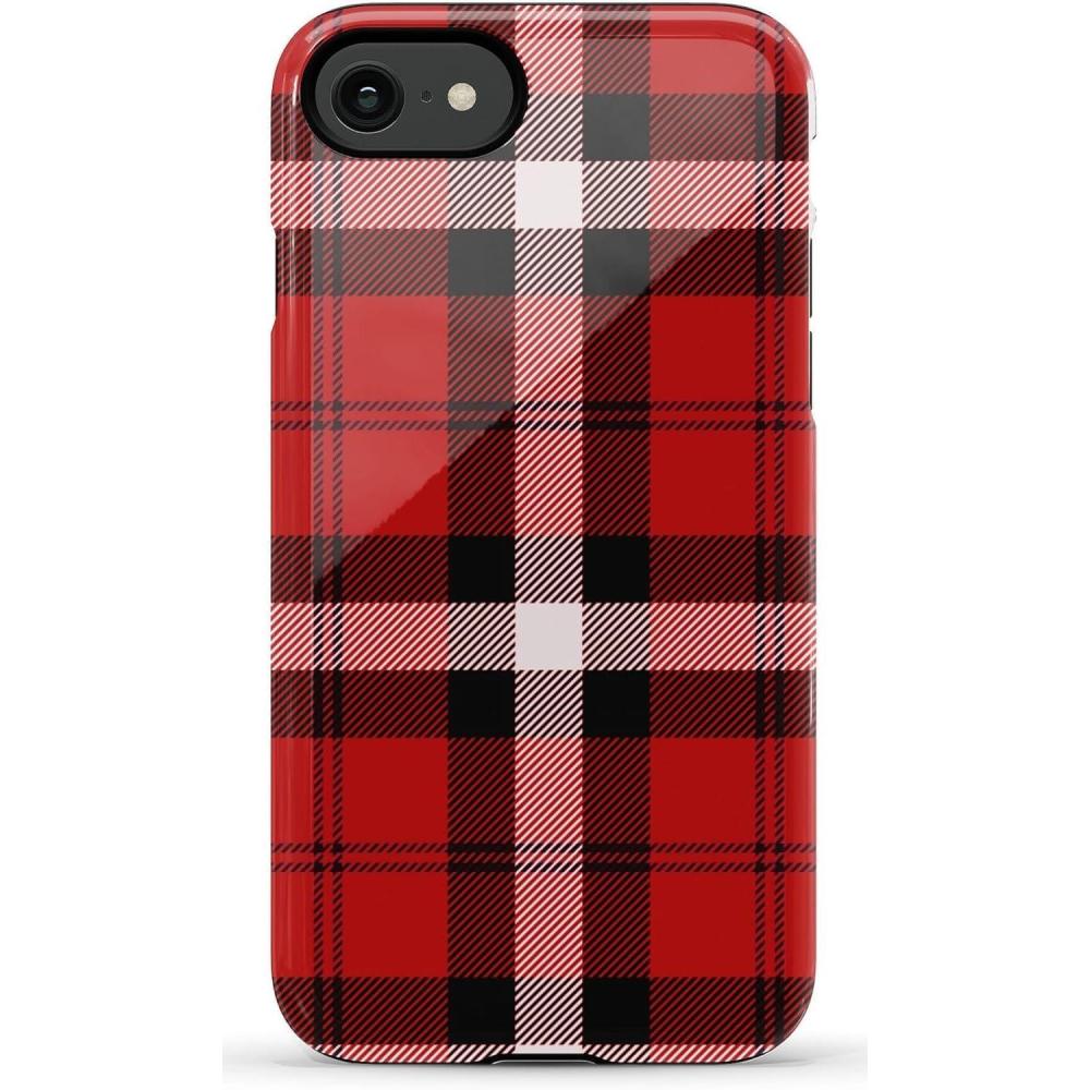 imageCasely iPhone SE 2020 amp 2022 Case  Hibiscus Blooms  Hawaiian Floral  Essential Slim DualLayer Protective Case DesignAs if  Red Plaid