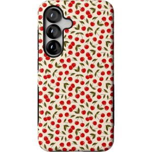Casely Galaxy S25 Case | Oasis | Pura Vida Floral | Compatible with MagSafe | Bold Protective Design(Cherry on Top | Red Cherries)