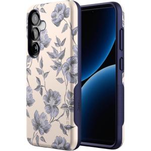 Casely Galaxy S25 Case | Oasis | Pura Vida Floral | Compatible with MagSafe | Bold Protective Design(Ink & Iris | Vintage Floral)