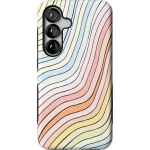 Casely Galaxy S25 Case | Oasis | Pura Vida Floral | Compatible with MagSafe | Bold Protective Design(Ride The Wave | Pastel Rainbow Lined)