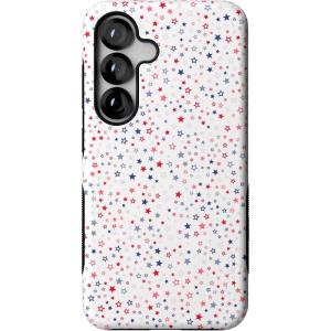 Casely Galaxy S25 Case | Oasis | Pura Vida Floral | Compatible with MagSafe | Bold Protective Design(Seeing Stars | Red  White & Blue)