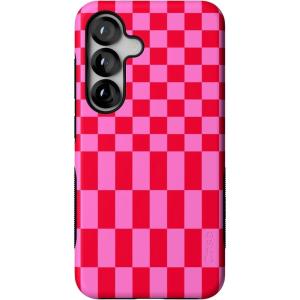 Casely Galaxy S25 Case | Oasis | Pura Vida Floral | Compatible with MagSafe | Bold Protective Design(Vibe Check | Pink Checkerboard)