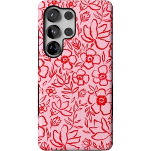 Casely Galaxy S25 Ultra Case | Chateau Pups | French Dog | Compatible with MagSafe | Bold Protective Design(Blush Garden | Floral Doodle)