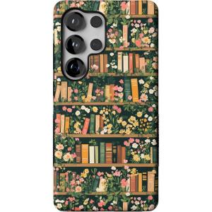Casely Galaxy S25 Ultra Case | Chateau Pups | French Dog | Compatible with MagSafe | Bold Protective Design(Book Nook | Floral Library)
