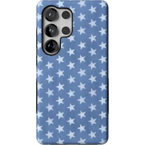 Casely Galaxy S25 Ultra Case | Chateau Pups | French Dog | Compatible with MagSafe | Bold Protective Design(Coastal Blues | Denim Stars)