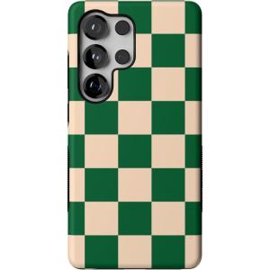 Casely Galaxy S25 Ultra Case | Chateau Pups | French Dog | Compatible with MagSafe | Bold Protective Design(Fit Check | Green Checkerboard)