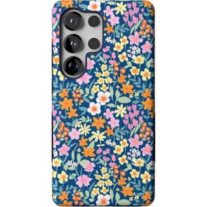 Casely Galaxy S25 Ultra Case | Chateau Pups | French Dog | Compatible with MagSafe | Bold Protective Design(Full Bloom | Navy Floral)