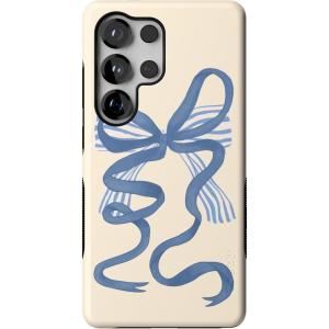 Casely Galaxy S25 Ultra Case | Chateau Pups | French Dog | Compatible with MagSafe | Bold Protective Design(Heartstrings | Blue Bow)