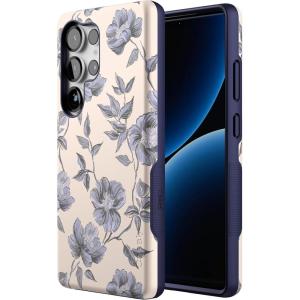 Casely Galaxy S25 Ultra Case | Chateau Pups | French Dog | Compatible with MagSafe | Bold Protective Design(Ink & Iris | Vintage Floral)