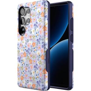 Casely Galaxy S25 Ultra Case | Chateau Pups | French Dog | Compatible with MagSafe | Bold Protective Design(Poppy Meadows | Pastel Floral)