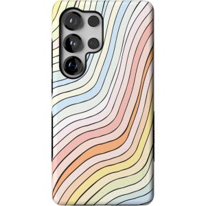 Casely Galaxy S25 Ultra Case | Chateau Pups | French Dog | Compatible with MagSafe | Bold Protective Design(Ride The Wave | Pastel Rainbow Lined)