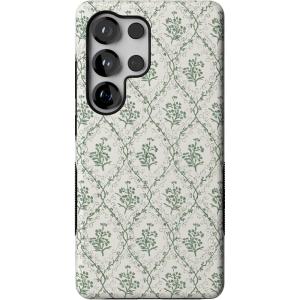 Casely Galaxy S25 Ultra Case | Chateau Pups | French Dog | Compatible with MagSafe | Bold Protective Design(Sage Tapestry | Floral Vines)