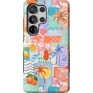 Casely Galaxy S25 Ultra Case | Chateau Pups | French Dog | Compatible with MagSafe | Bold Protective Design(Tropical Heat | Beachy Collage)