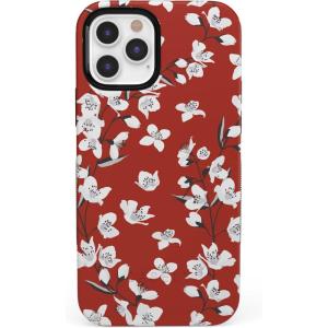 Casely iPhone 11 Pro Case | Flower My World | Ocean Blue Floral | Bold Protective Design(Red Cherry Blossom Floral)