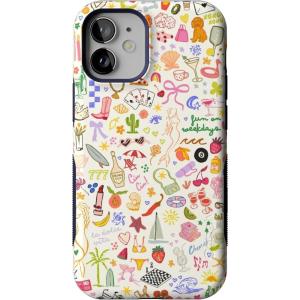 Casely iPhone 12 Mini Case | Viva La Vida | Frida Kahlo Collage | Compatible with MagSafe | Bold Protective Design(All the Fun Things | Fun on Weekdays)