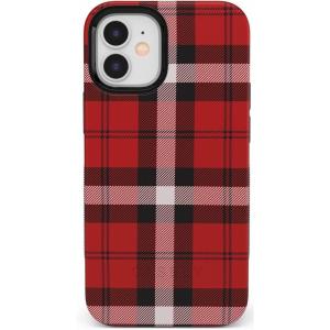 Casely iPhone 12 Mini Case | Viva La Vida | Frida Kahlo Collage | Compatible with MagSafe | Bold Protective Design(As if! | Red Plaid)