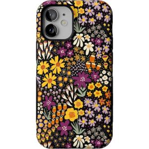 Casely iPhone 12 Mini Case | Viva La Vida | Frida Kahlo Collage | Compatible with MagSafe | Bold Protective Design(Falling for You | Plum Floral)