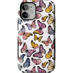 Casely iPhone 12 Mini Case | Viva La Vida | Frida Kahlo Collage | Compatible with MagSafe | Bold Protective Design(Free Spirit | Rainbow Butterfly)