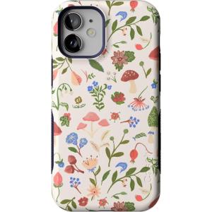 Casely iPhone 12 Mini Case | Viva La Vida | Frida Kahlo Collage | Compatible with MagSafe | Bold Protective Design(Garden Party | Mushroom Floral)