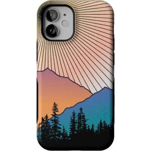 Casely iPhone 12 Mini Case | Viva La Vida | Frida Kahlo Collage | Compatible with MagSafe | Bold Protective Design(Golden Hour | Mountain Sunset)