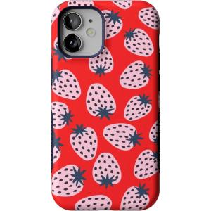 Casely iPhone 12 Mini Case | Viva La Vida | Frida Kahlo Collage | Compatible with MagSafe | Bold Protective Design(I’d Pick You | Red Strawberry)