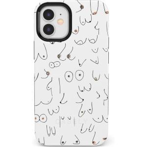 Casely iPhone 12 Mini Case | Viva La Vida | Frida Kahlo Collage | Compatible with MagSafe | Bold Protective Design(I’m With Her | Black & White Boobs)