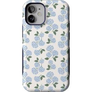 Casely iPhone 12 Mini Case | Viva La Vida | Frida Kahlo Collage | Compatible with MagSafe | Bold Protective Design(Nantucket Cottage | Blue Hydrangea)