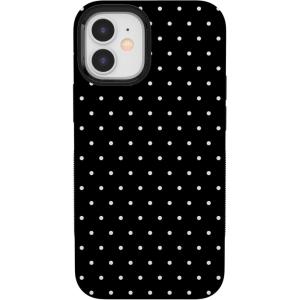 Casely iPhone 12 Mini Case | Viva La Vida | Frida Kahlo Collage | Compatible with MagSafe | Bold Protective Design(On the Dot | Black Polka Dot)