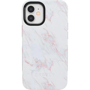 Casely iPhone 12 Mini Case | Viva La Vida | Frida Kahlo Collage | Compatible with MagSafe | Bold Protective Design(Subtle Blush | White and Pink Marble)