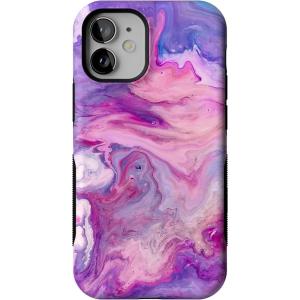 Casely iPhone 12 Mini Case | Viva La Vida | Frida Kahlo Collage | Compatible with MagSafe | Bold Protective Design(Tie Dying Over You | Purple Marble iPhone)