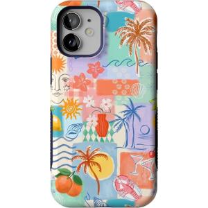 Casely iPhone 12 Mini Case | Viva La Vida | Frida Kahlo Collage | Compatible with MagSafe | Bold Protective Design(Tropical Heat | Beachy Collage)