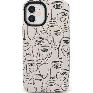 Casely iPhone 12 Mini Case | Viva La Vida | Frida Kahlo Collage | Compatible with MagSafe | Bold Protective Design(We’re All Human | Minimal Face Art)