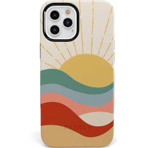 Casely iPhone 12 Pro Max Case | Denim Cowgirl | Fun on Weekdays | Compatible with MagSafe | Bold Protective Case Design(Here Comes the Sun | Colorblock Sunset)