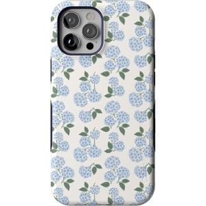 Casely iPhone 12 Pro Max Case | Denim Cowgirl | Fun on Weekdays | Compatible with MagSafe | Bold Protective Case Design(Nantucket Cottage | Blue Hydrangea)