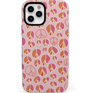 Casely iPhone 12 Pro Max Case | Denim Cowgirl | Fun on Weekdays | Compatible with MagSafe | Bold Protective Case Design(Peace Out | Groovy Peace Sign)