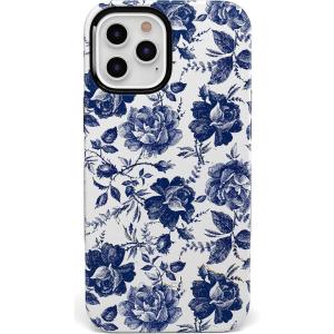 Casely iPhone 12 Pro Max Case | Denim Cowgirl | Fun on Weekdays | Compatible with MagSafe | Bold Protective Case Design(Rose to Fame | Blue & White Rose Floral)