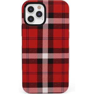 Casely iPhone 12/12 Pro Case | Tropical Dreams | Pura Vida | Compatible with MagSafe | Bold Protective Design(As if! | Red Plaid)