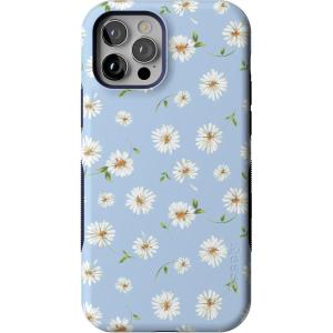 Casely iPhone 12/12 Pro Case | Tropical Dreams | Pura Vida | Compatible with MagSafe | Bold Protective Design(Baby Blue Floral | Daisy Daydream)