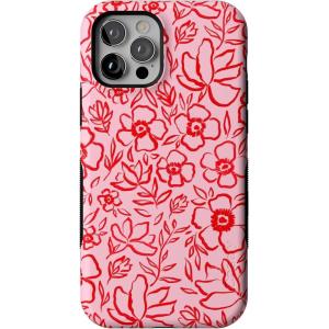 Casely iPhone 12/12 Pro Case | Tropical Dreams | Pura Vida | Compatible with MagSafe | Bold Protective Design(Blush Garden | Floral Doodle)