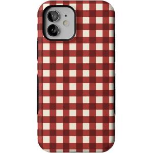 Casely iPhone 12/12 Pro Case | Tropical Dreams | Pura Vida | Compatible with MagSafe | Bold Protective Design(Checked Twice | Red Plaid)