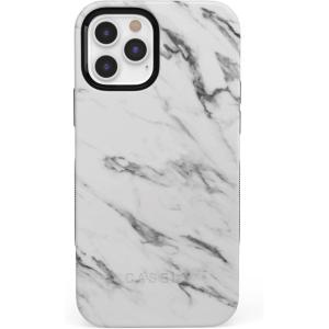 Casely iPhone 12/12 Pro Case | Tropical Dreams | Pura Vida | Compatible with MagSafe | Bold Protective Design(Classic White Marble)