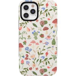 Casely iPhone 12/12 Pro Case | Tropical Dreams | Pura Vida | Compatible with MagSafe | Bold Protective Design(Garden Party | Mushroom Floral)