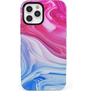 Casely iPhone 12/12 Pro Case | Tropical Dreams | Pura Vida | Compatible with MagSafe | Bold Protective Design(Land & Sea Marble Swirl)