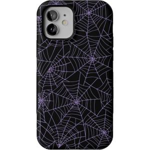 Casely iPhone 12/12 Pro Case | Tropical Dreams | Pura Vida | Compatible with MagSafe | Bold Protective Design(Midnight Web | Spider Web)