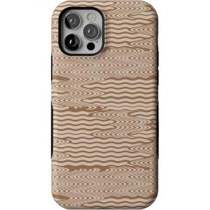 Casely iPhone 12/12 Pro Case | Tropical Dreams | Pura Vida | Compatible with MagSafe | Bold Protective Design(Mocha Ripple | Brown Waves)