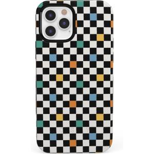 Casely iPhone 12/12 Pro Case | Tropical Dreams | Pura Vida | Compatible with MagSafe | Bold Protective Design(Old Skool | Retro Checkerboard)